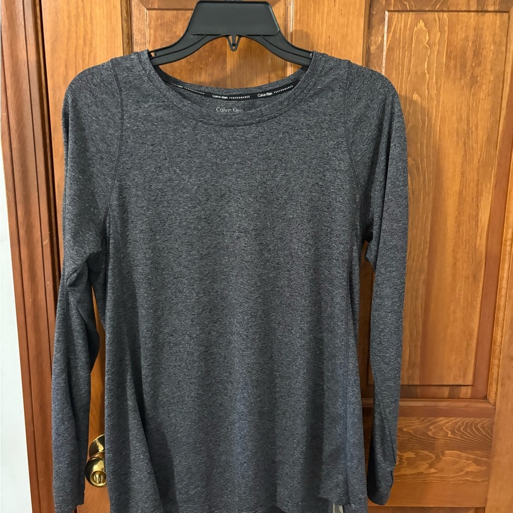 Calvin Klein Women's Charcoal Long Sleeve Tee